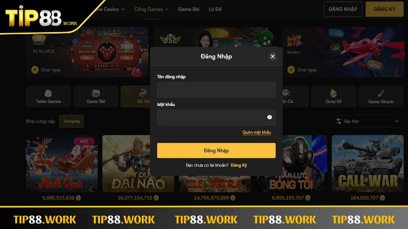 Quá trình truy cập nick chơi qua web Tip88 đơn giản