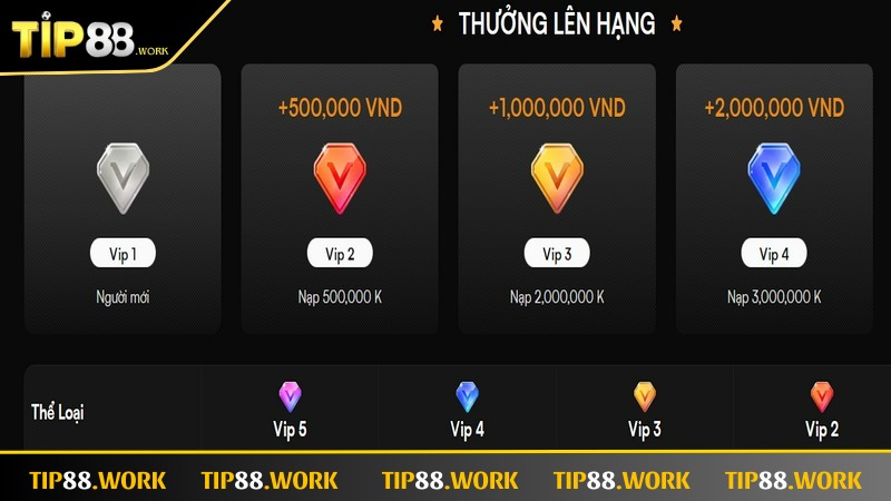 Các thành viên VIP thường nhận được tỷ lệ thưởng nạp tiền hấp dẫn